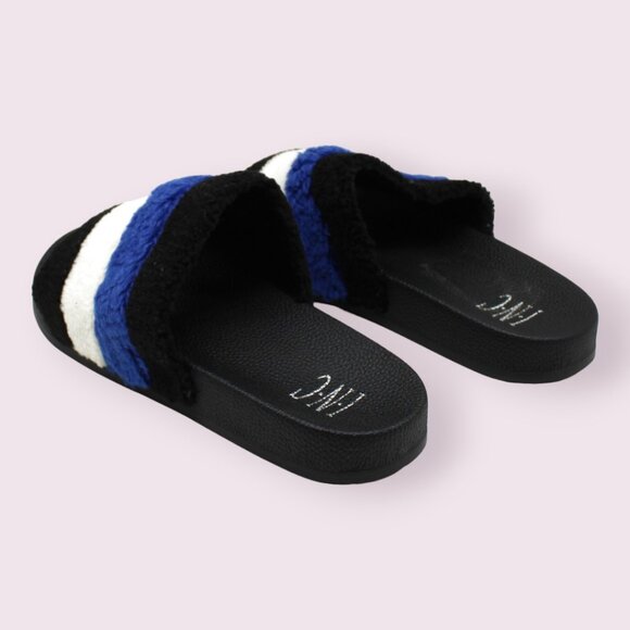 Inc Womens Black Striped Comfort Peymin Round Toe Slide Sandals - Picture 6 of 7